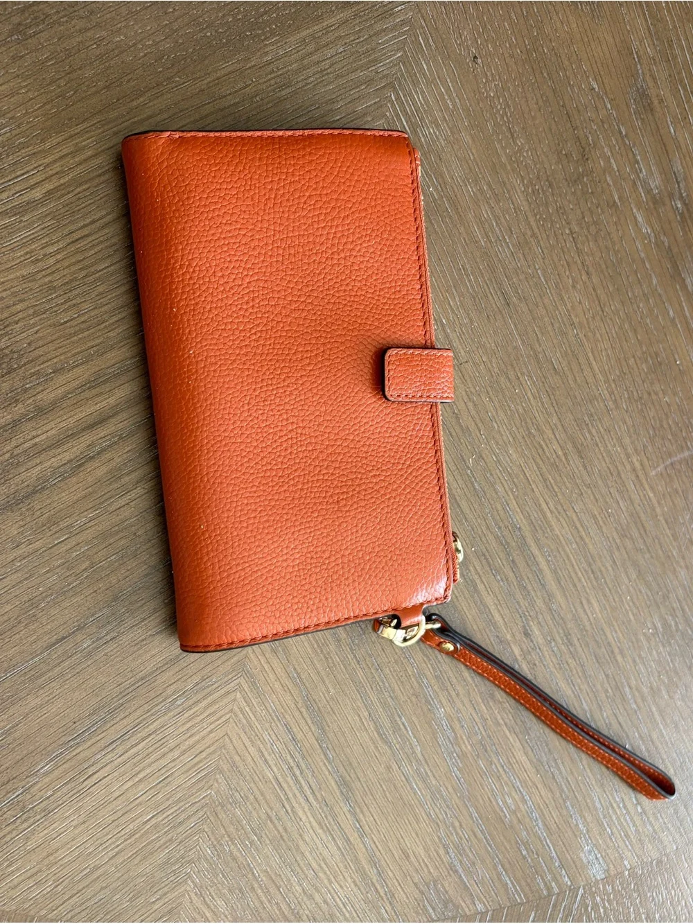 Michael Kors Orange Pebbled Leather Wristlet